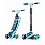 Trotineta pentru copii Nichiduța ScootRide Blue cu 3 roți, ghidon reglabil și roți luminoase, înălțime reglabilă, dimensiune 73 x 34 x 36 cm