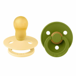 Set 2 suzete Bibs Colour Latex tetină rotundă 18 luni + Pale Butter/Wasabi