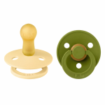 Set 2 suzete Bibs Colour Latex tetină rotundă 6 luni + Pale Butter/Wasabi