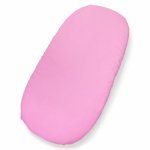 Cearceaf pentru saltea landou copii Kerstin Pink 80 x 38cm, din bumbac 100%, cu elastic roata