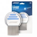 Pieptene Novama Licer pentru îndepărtarea paduchilor și a lindinilor, din oțel inoxidabil, dinți lungi, 50 x 50 mm