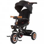 Tricicleta pentru copii Chipolino Marathon Obsidian cu sezut rotativ, suport picioare, maner reglabil, 2 cosulete, greutate admisa 25 kg