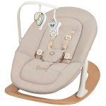 Balansoar Lionelo Celia Bej, manual, cu 2 pozitii de inclinare, centuri de siguranta in 5 puncte, bara cu jucarii inclusa, baza din lemn de fag, husa detasabila si lavabila, greutate admisa 9 kg