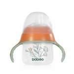 Cană Baboo cu tetina din silicon Peachy Keen 150 ml, 6 luni+