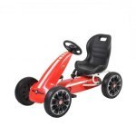Kart cu pedale pentru copii Novokids Chrysler Kart Pro Rosu, roti din cauciuc EVA, 5-8 ani, structura metalica, frana de mana, functie FreeWheel, mers cu spatele