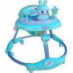Premergator reglabil in 6 trepte de inaltime Novokids Happy Bunny Verde Turquoise, cu melodii si lumini, pliabil, greutate admisa 20 kg, roti silentioase