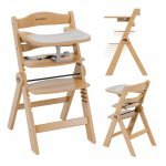 Scaun de masă copii multifuncțional 4-in-1 Tulano Morsel 45 Natural structura din lemn rezistent,pliabil,9 nivele de înălțime ,tavita dublă,recomandat 6luni-12 ani,greutate admisa 40 kg