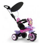 Tricicleta evolutiva pentru copii Injusa, licenta Disney, Minnie Mouse, cu maner parental, anvelope EVA, 10 luni-3 ani