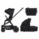 Carucior 2 in 1 pentru copii Easy Go Reva EbonyBlack, pana la 22 kg, piese reversibile, copertina XXL, accesorii incluse