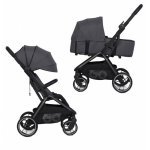 Carucior 2 in 1 pentru copii Easy Go Zoya Cloud cu pliere automata Dual Fold, pana la 22 kg, copertina XXL, pozitie de somn si spatar inalt