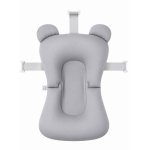 Hamac cadita pentru copii Little Mom Bear Bath cushion Grey design ergonomic cu centuri de fixare, compatibilitate universala, dimensiune, 47 x 34 x 6 cm