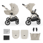 Carucior 2 in 1 pentru copii Kinderkraft Prime 3 Beige, suspensii, suport reglabil pentru picioare, greutate admisa 22 kg