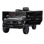 Masinuta electrica pentru copii cu licenta Mercedes-Benz G580 Black 12V4.5Ah, scaun din piele, faruri LED, muzica, suspensii, portiere inalte cu deschidere, centura de siguranta, cod QR montaj