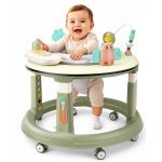Premergator bebelusi Little Mom Activity Green, pliabil, educational, cu panou interactiv, sezut rotativ 360 grade, roti pivotante silentioase, dimensiune 68 x 68 x 50 cm