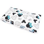 Protecție laterală pentru patut copii Kerstin Mouse Blue 180 x 30 cm, cu două fete, suprafață din bumbac 100%, prindere cu panglici