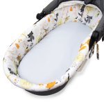 Set inserție textilă pentru landou/cosulet copii Kerstin Forest Friends, cearșaf cu elastic asortat 80x38 cm, realizate din bumbac 100%