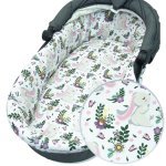 Set inserție textilă pentru landou/cosulet copii Kerstin Bunny Pink, cearșaf cu elastic asortat 80x38 cm, realizate din bumbac 100%