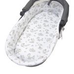Set inserție textilă pentru landou/cosulet copii Kerstin Foxy Grey, cearșaf cu elastic asortat 80x38 cm, realizate din bumbac 100%