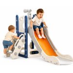 Spatiu de joaca pentru copii Nichiduta Garden Nickron 1 blue/white, cu tobogan, balustrada de sustinere, treptele late, dimensiune 153 x 67 x 80 cm