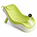Suport de baie pentru copii Little Mom AquaNest Green, pliabil, model anatomic, cu afisaj de temperatura, tetiera si spatar ajustabil, dimensiune 22.5 x 29 x 55 cm